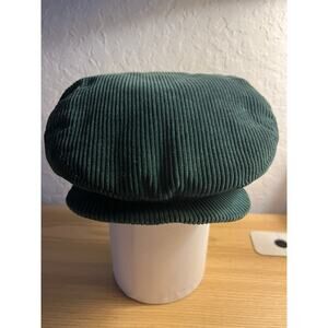 Vintage Corduroy Green Derby Newsboy Hat Snap Front  Excellent Condition